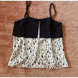 Girls From Savoy Silk Camisole Women S Black Cream Braided Strap Tank Top Shirt